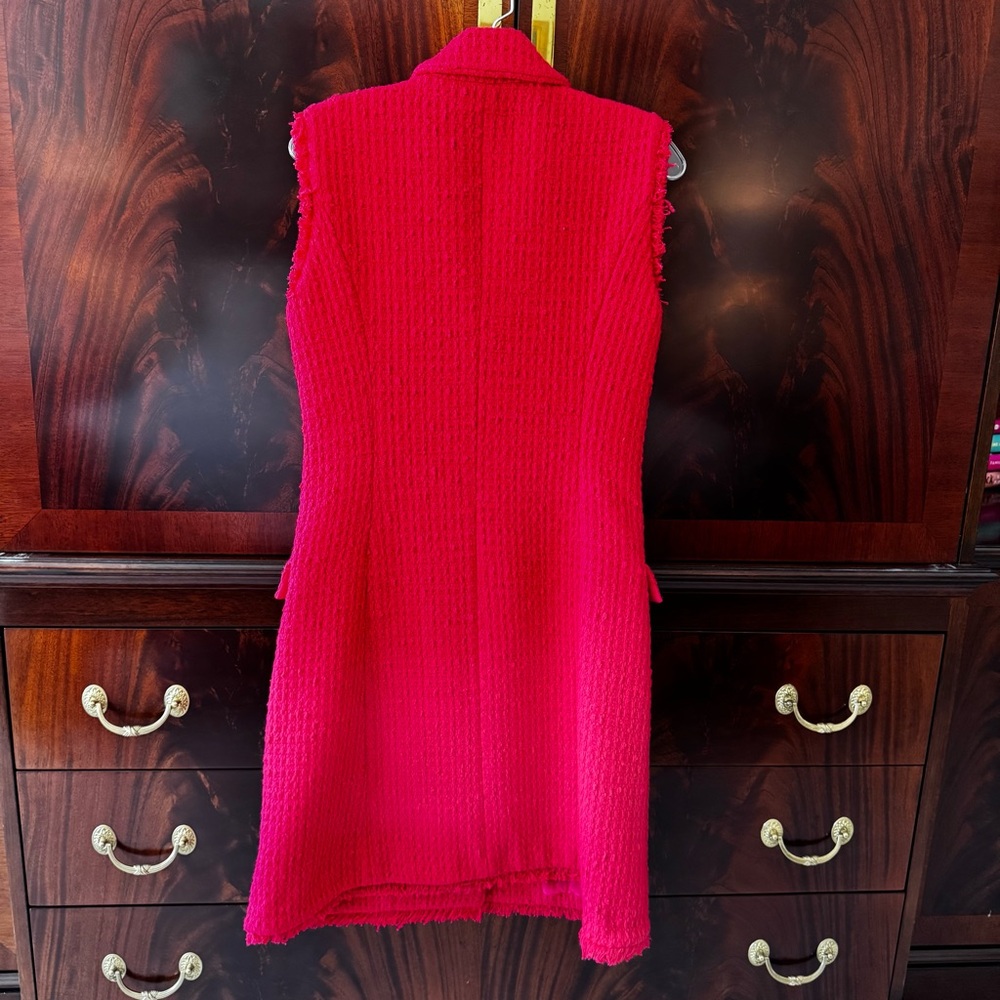 Oscar de la Renta Red Boucle Tweed Dress - Picture 10 of 17
